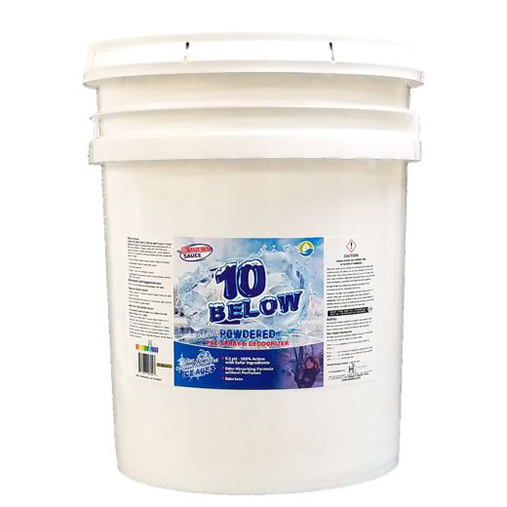 Saigers Sauce 10 Below Powdered Pre-Spray in a 40 gallon pail